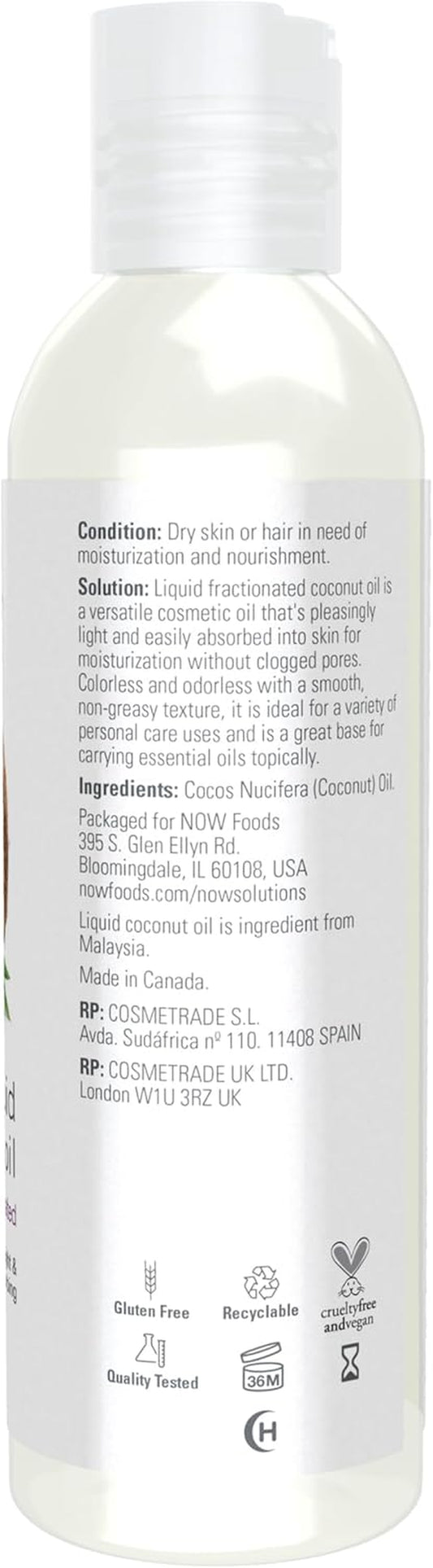Solutions Liquid Coconut Oil - Light and Nourishing Formula for Healthy-Looking Skin and Hair, 4 Ounces
