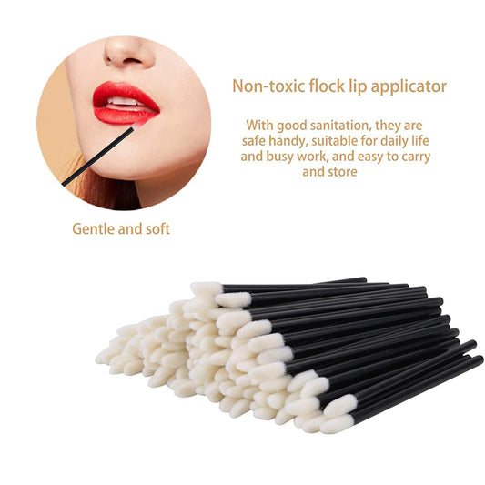 640PCS Disposable Lip Brushes - Professional Makeup Applicators for Lipstick and Lip Gloss - Black Tool Kit