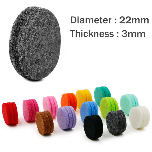 42-Piece Replacement Refill Pads (22mm) for Aromatherapy Essential Oil Diffuser Necklaces, Bracelets, and Car Vent Clips in 14 Colors