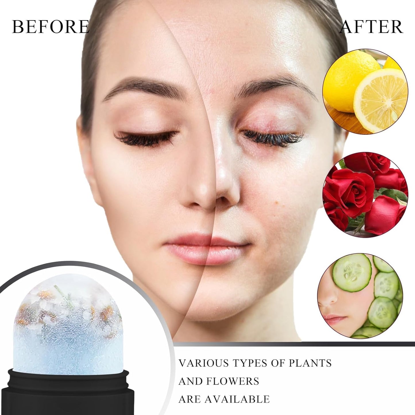 Upgraded Ice Roller for Face and Eyes - Professional Facial Massager for Puffiness and Pain Relief with Silicone Ice Mold