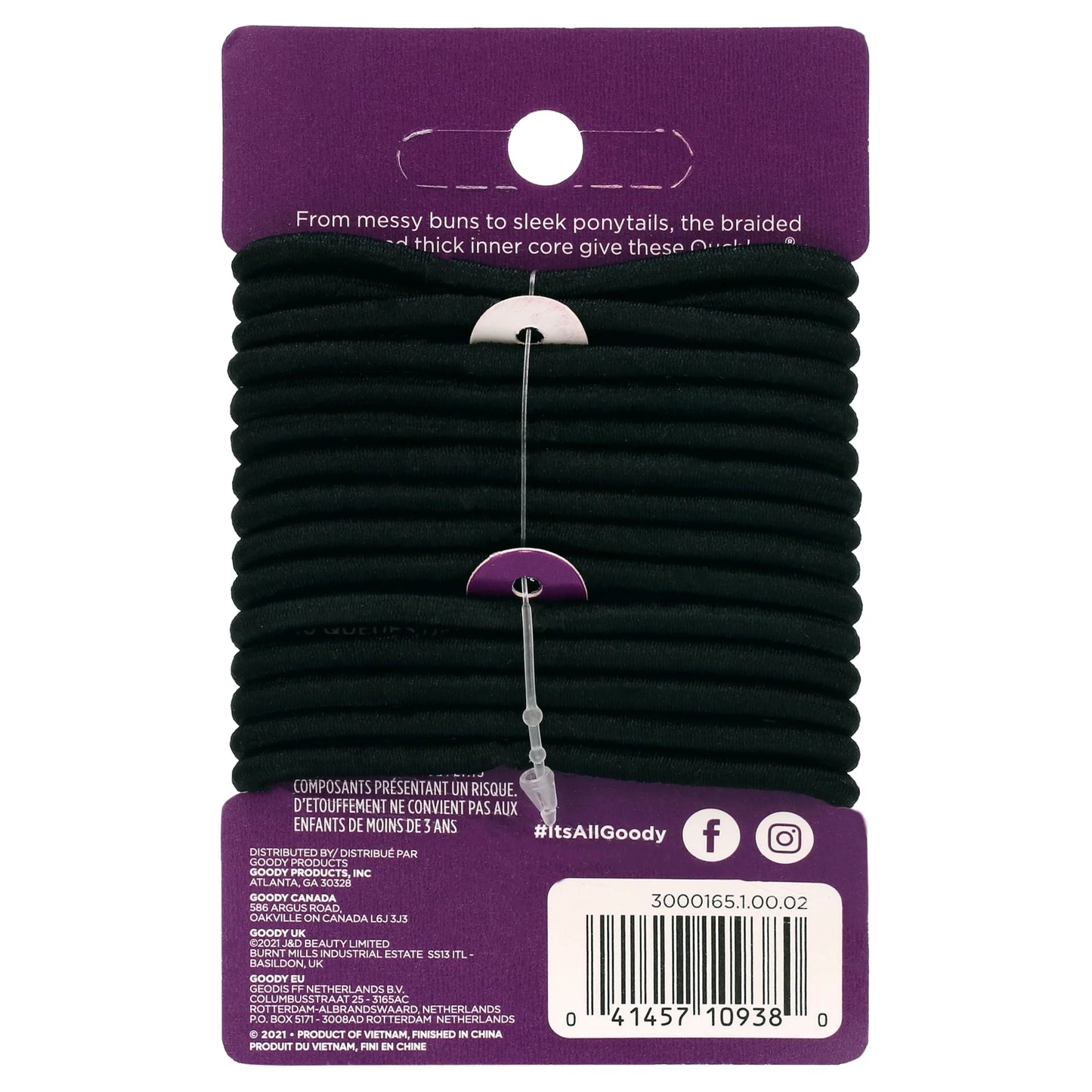 Hair Elastics, Braided Design No Damage Hair Ties, All Hair Types, Black, 15 Ct