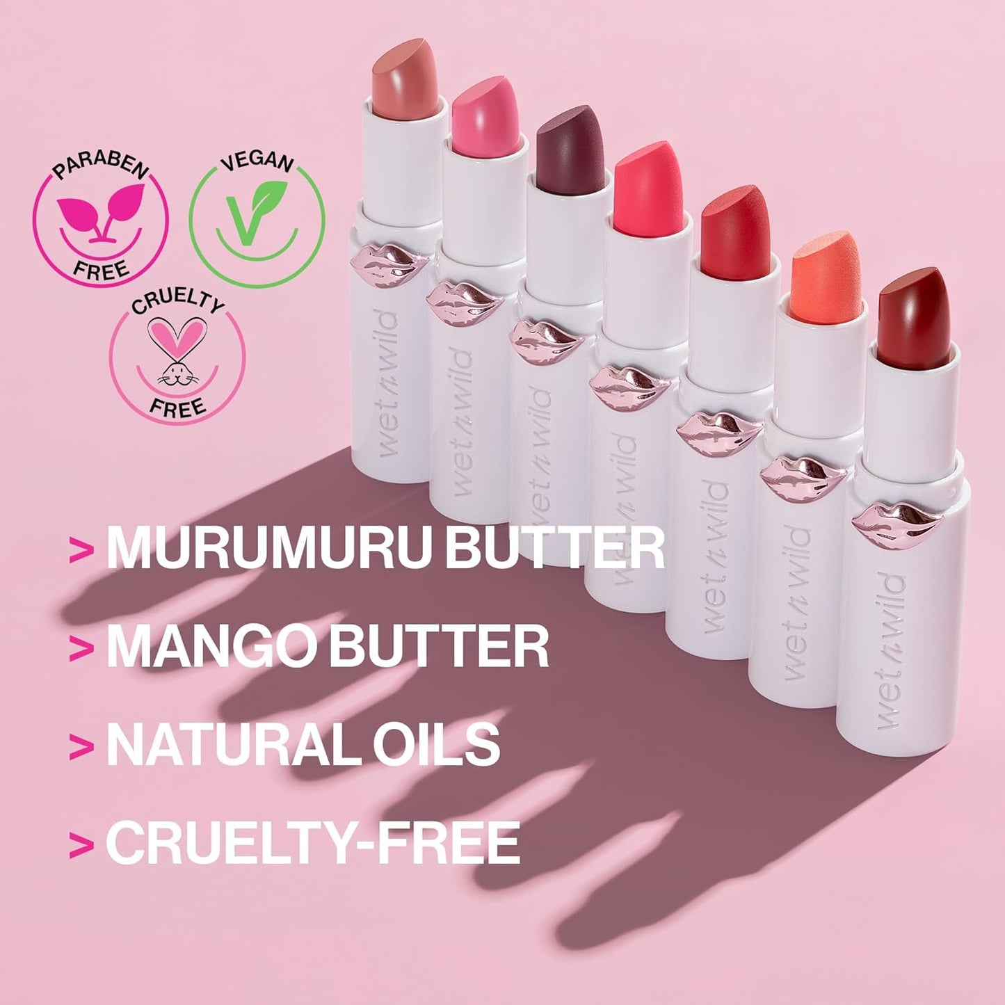 Mega Last High-Shine Lipstick Lip Color, Infused with Seed Oils for a Nourishing High-Shine, Buildable & Blendable Creamy Color, Cruelty-Free & Vegan - Rosé and Slay