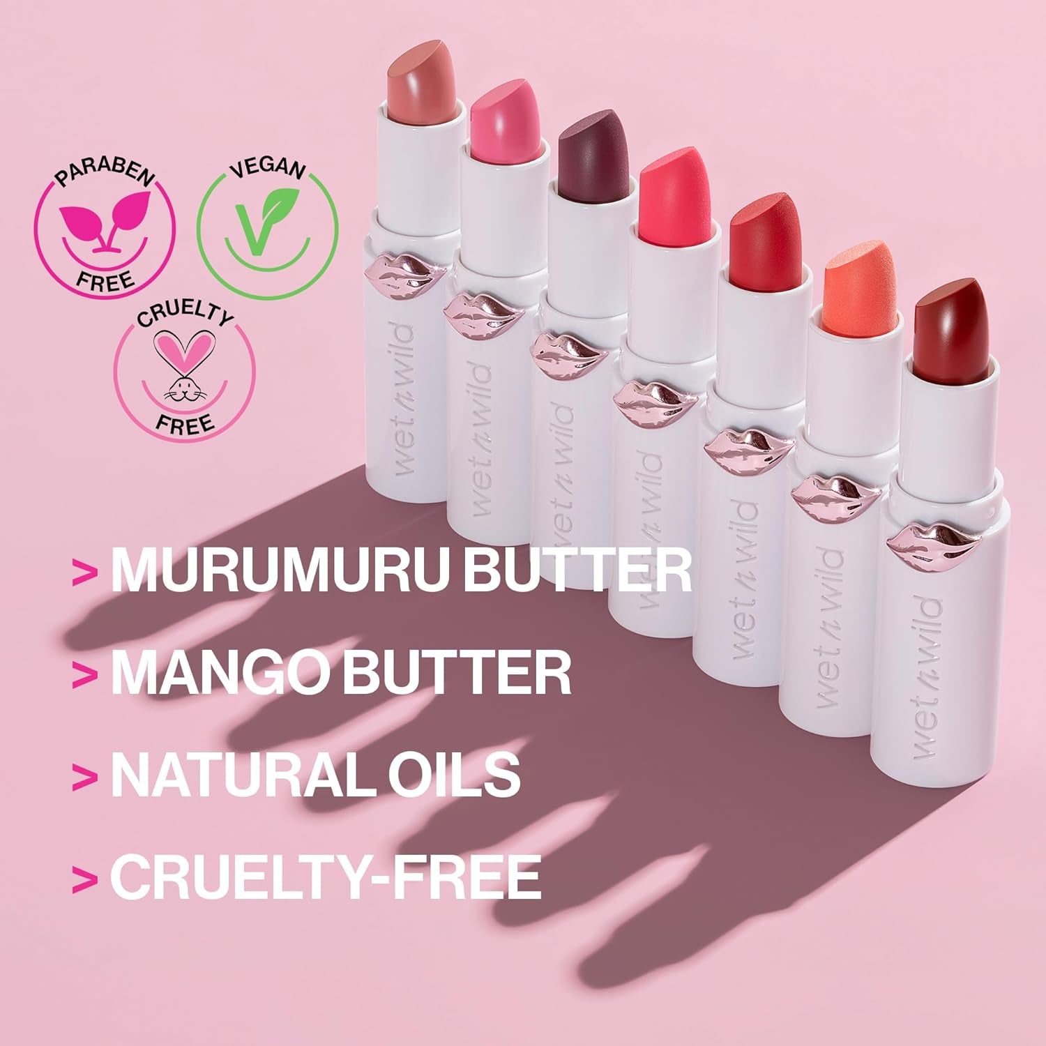 Mega Last High-Shine Lipstick Lip Color, Infused with Seed Oils for a Nourishing High-Shine, Buildable & Blendable Creamy Color, Cruelty-Free & Vegan - Rosé and Slay