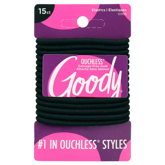 Hair Elastics, Braided Design No Damage Hair Ties, All Hair Types, Black, 15 Ct