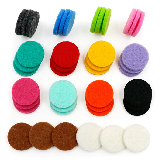 42-Piece Replacement Refill Pads (22mm) for Aromatherapy Essential Oil Diffuser Necklaces, Bracelets, and Car Vent Clips in 14 Colors
