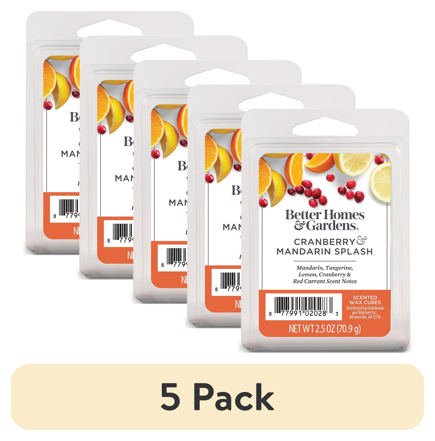 (5 Pack) Cranberry Mandarin Splash Scented Wax Melts, , 2.5 Oz (1-Pack)