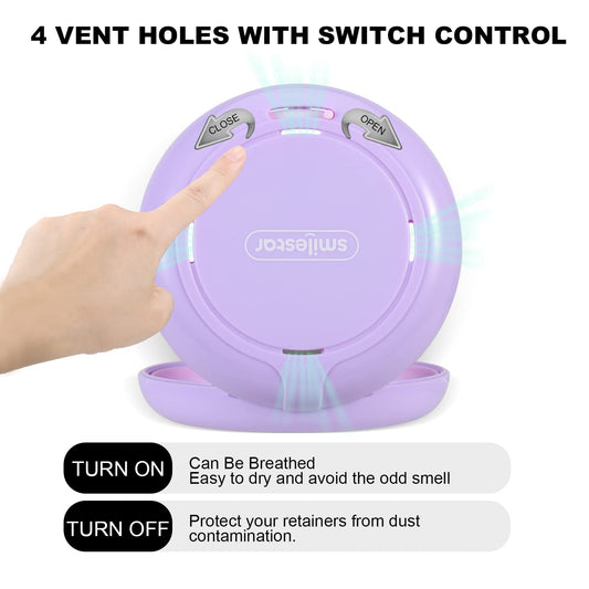 Professional Retainer Case with Mirror, Adjustable Ventilation, and Aligner Removal Tool - Compatible with Invisalign and Mouth Guards