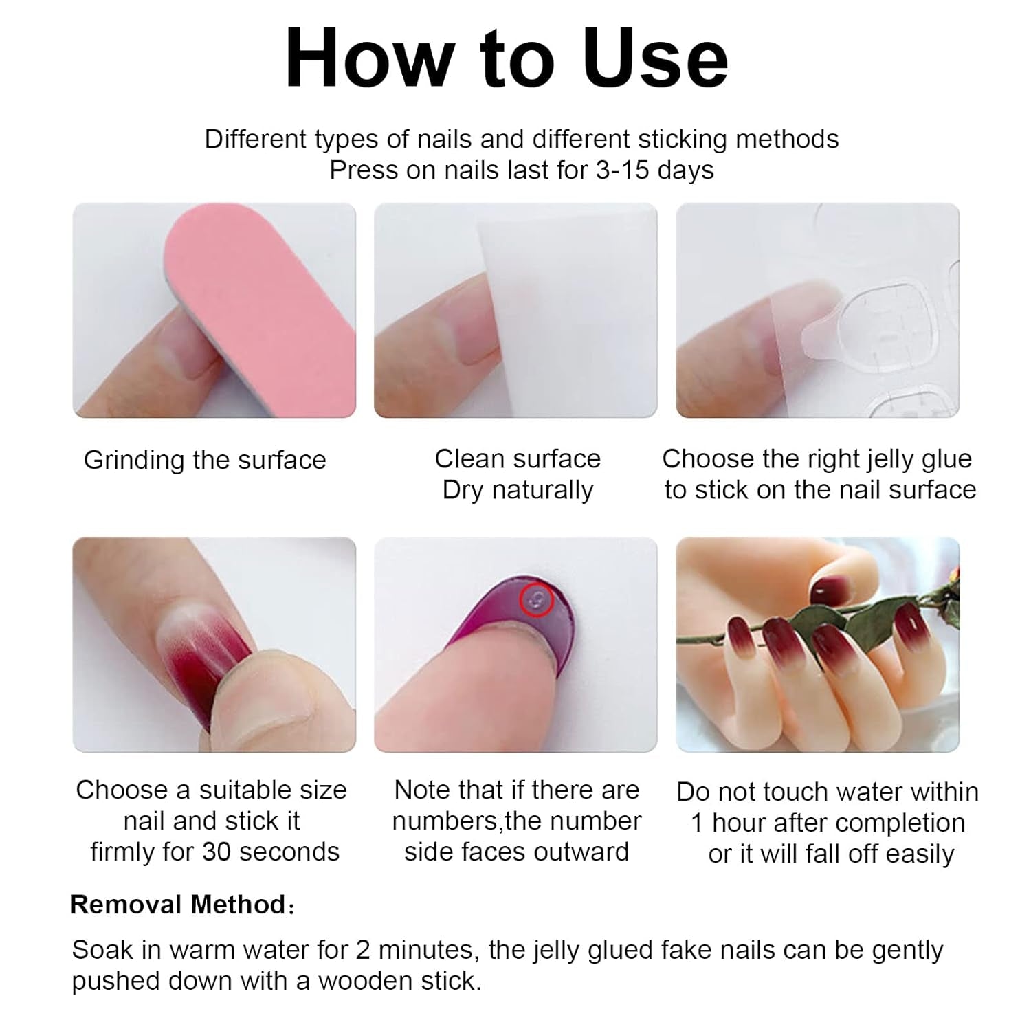 24-Piece Medium Square Pink Press-On Nails - Winter Collection French Nail Art Tips with Charms and Pentagram Design, Full Coverage Acrylic Nail Kit