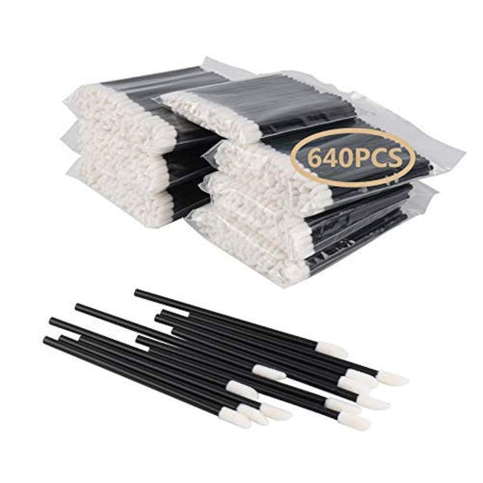 640PCS Disposable Lip Brushes - Professional Makeup Applicators for Lipstick and Lip Gloss - Black Tool Kit